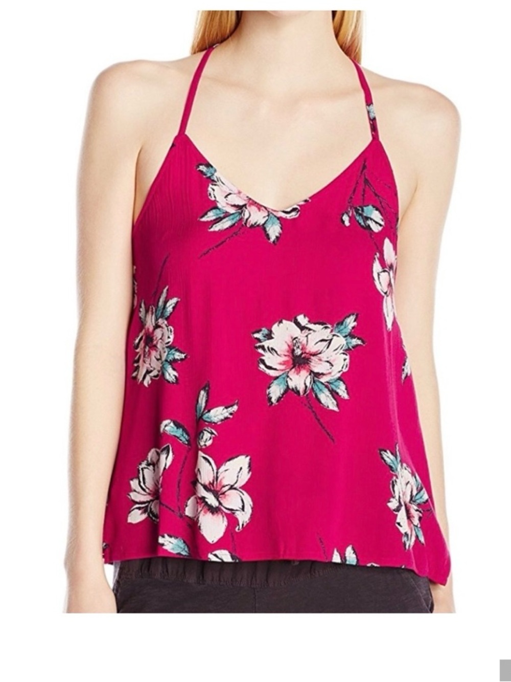 Billabong Fuchsia Floral V-Neck Spaghetti-Strap Cami